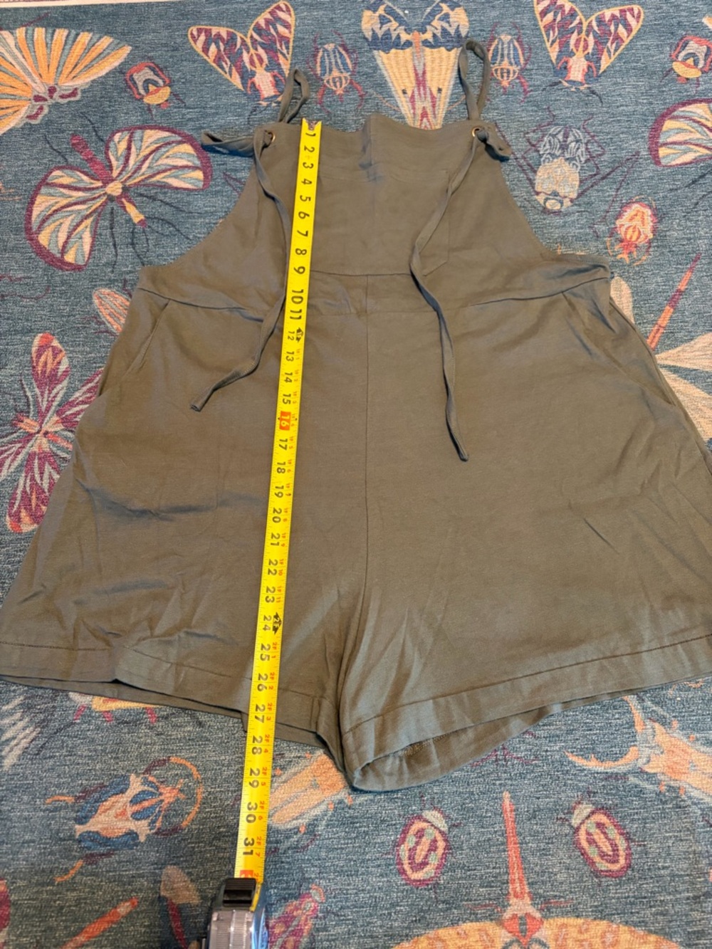 Cider Olive Green Tie-Shoulder Romper Shorts